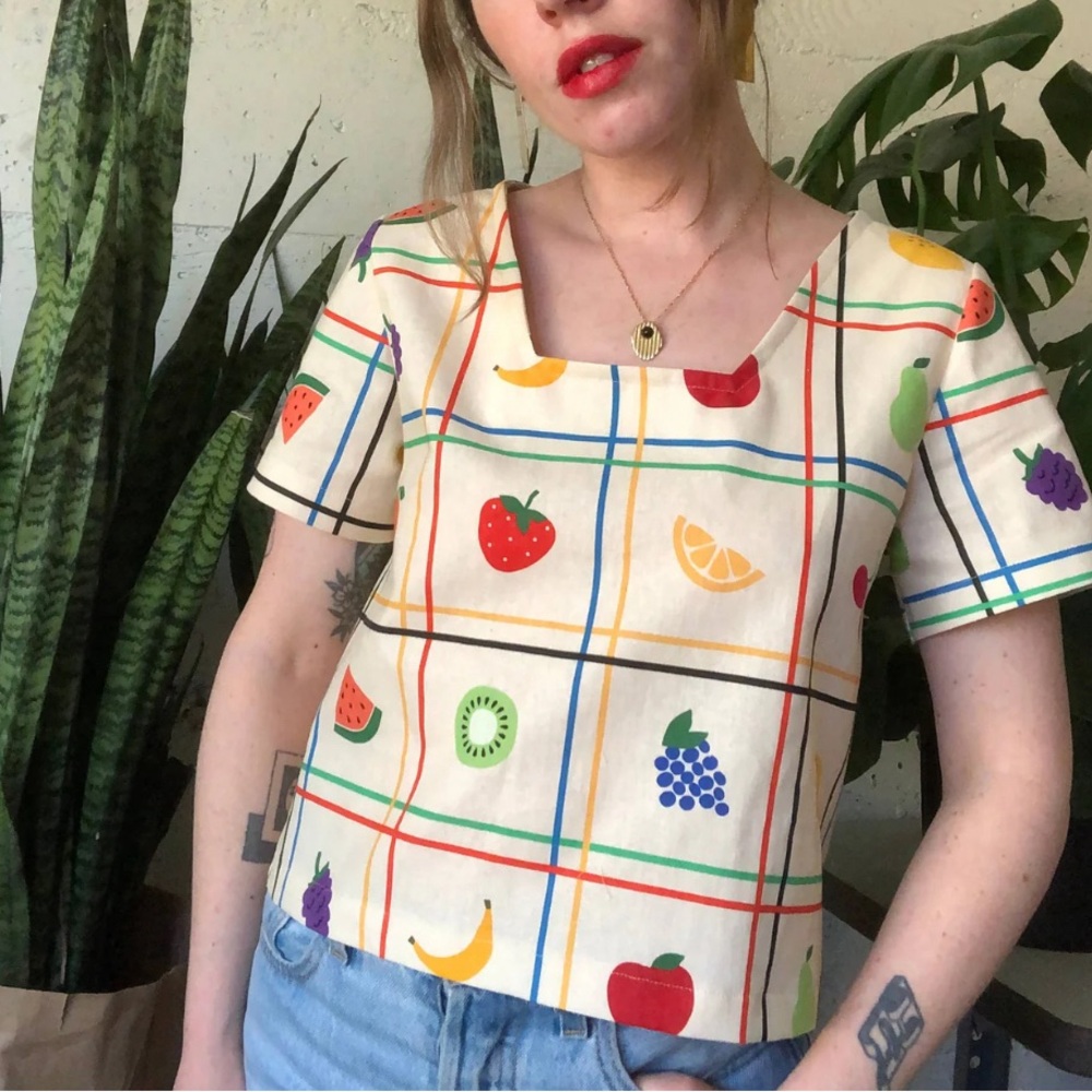 Ersa Fibers Fruit Salad Linen Crop Top